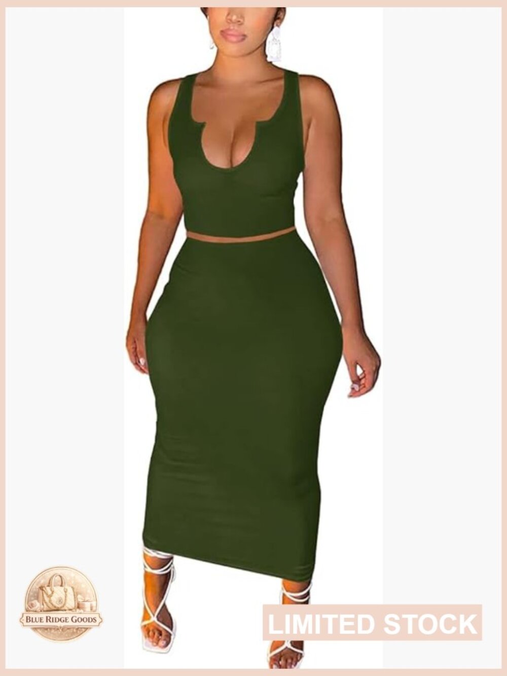 Sexy Bodycon Maxi Dress Two Piece Set Ribbed Knit Club Party Wear
